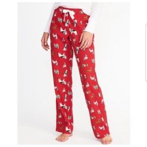 Old Navy red flannel holiday pajamas pants dog print size small